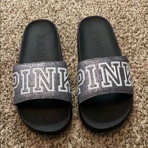 Vs pink glitter slides